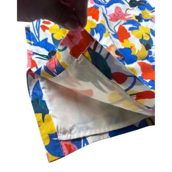 J.Crew Women’s Floral Midi Skirt White Multi-Color Pleated A-Line | Pockets | Si - Picture 6 of 9